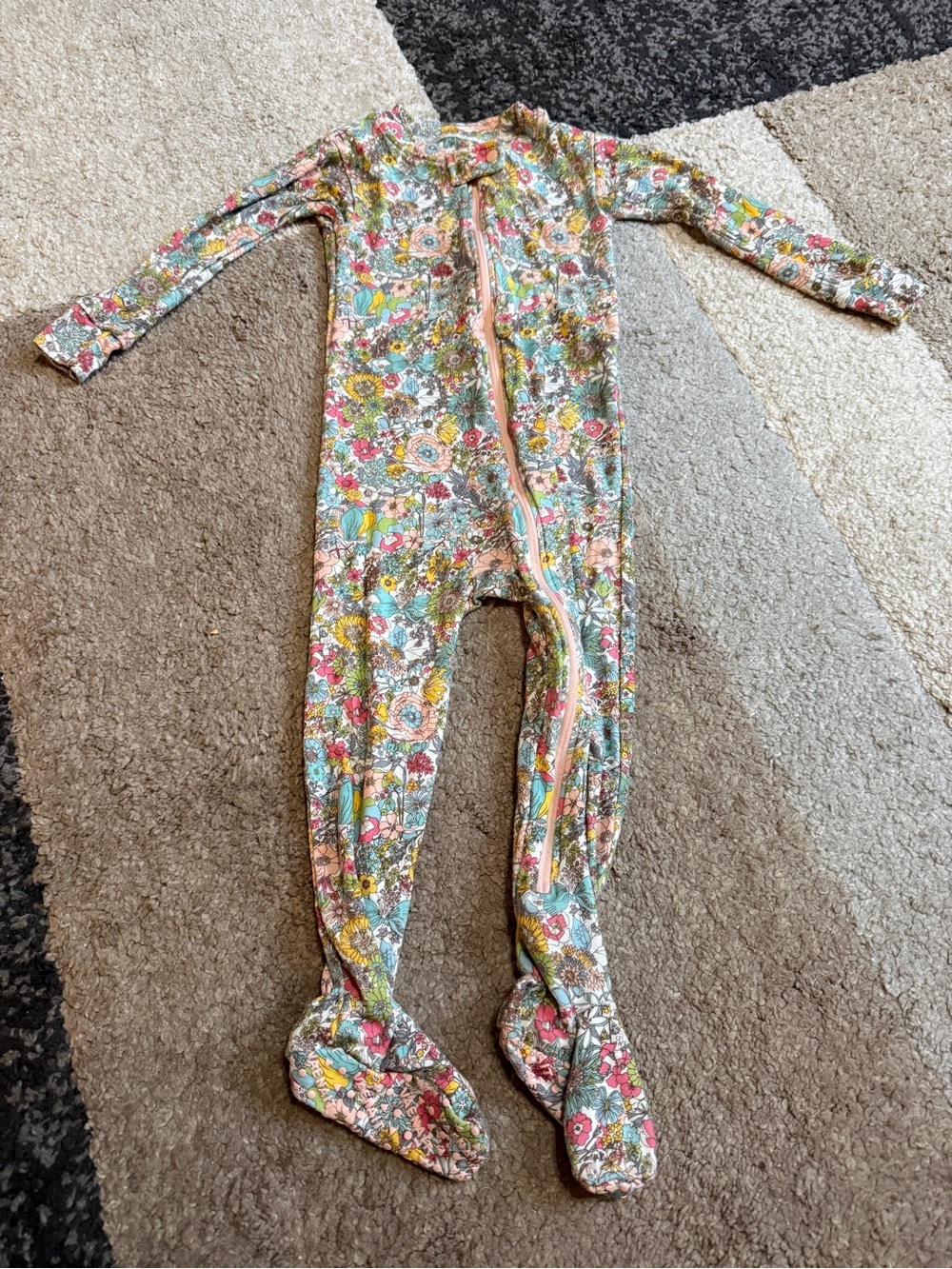 Vaenait Floral Zip-Front Toddler One-Piece Pajamas - 24M